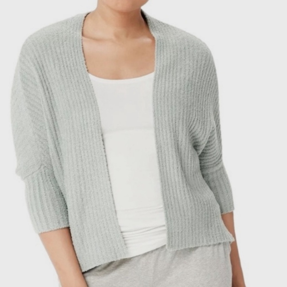 Barefoot dreams cozy chic lite ribbed shrug nylon rayon moss grey 1X women's
